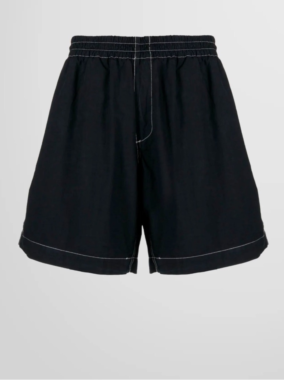 NWT Zara Black Men's Elastic-Waist Shorts with Contrast Stitching
